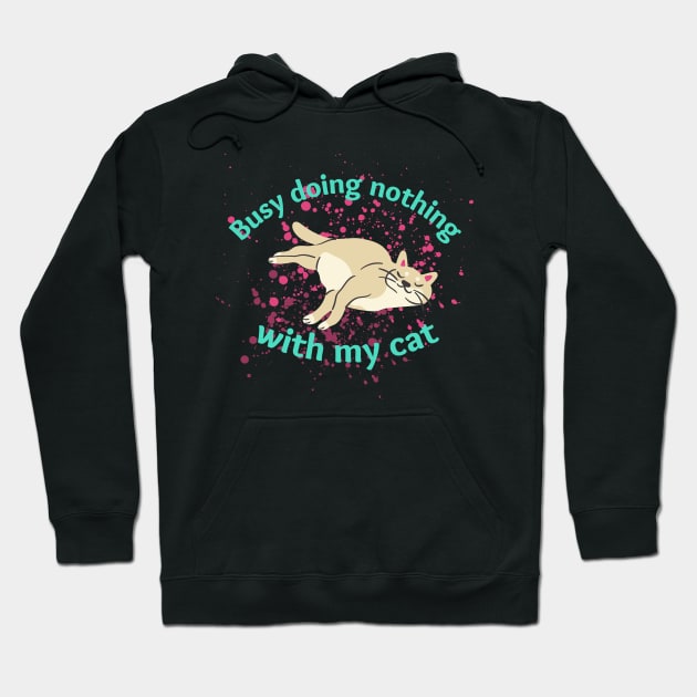 Busy doing nothing with my cat Hoodie by onepony